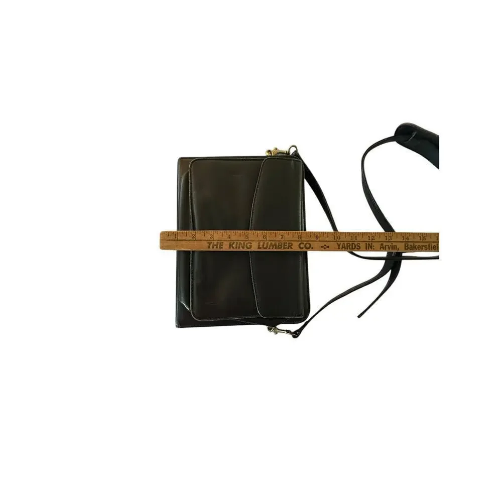 Vintage Franklin Covey Black Quest Leather Crossbody Strap Planner Bag